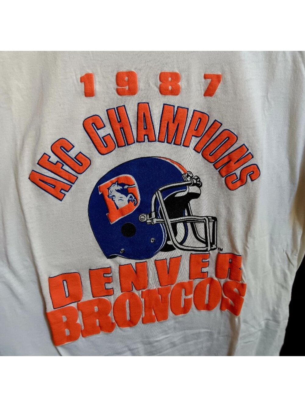Vintage Single Stitch T-shirt XL 1987 Denver Broncos AFC Champions Puff Print